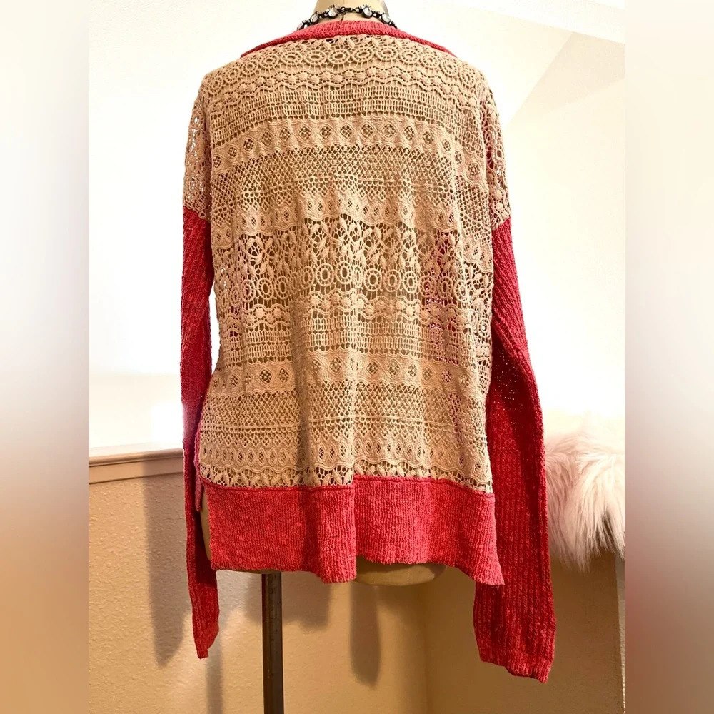 EUC M Free People Crochet Knit Sweater - Picture 4 of 9